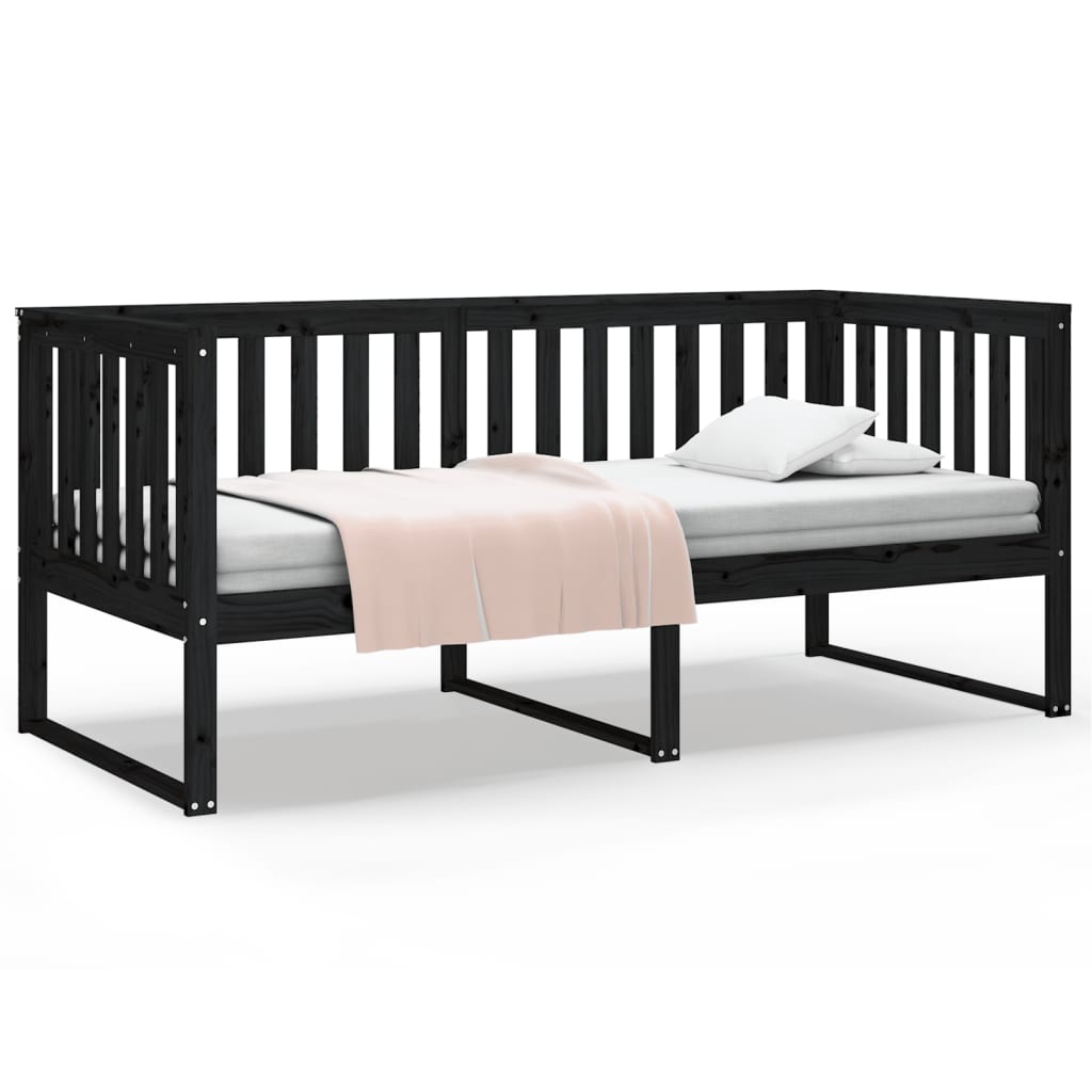 Daybed Black 100x200 cm Solid Pine