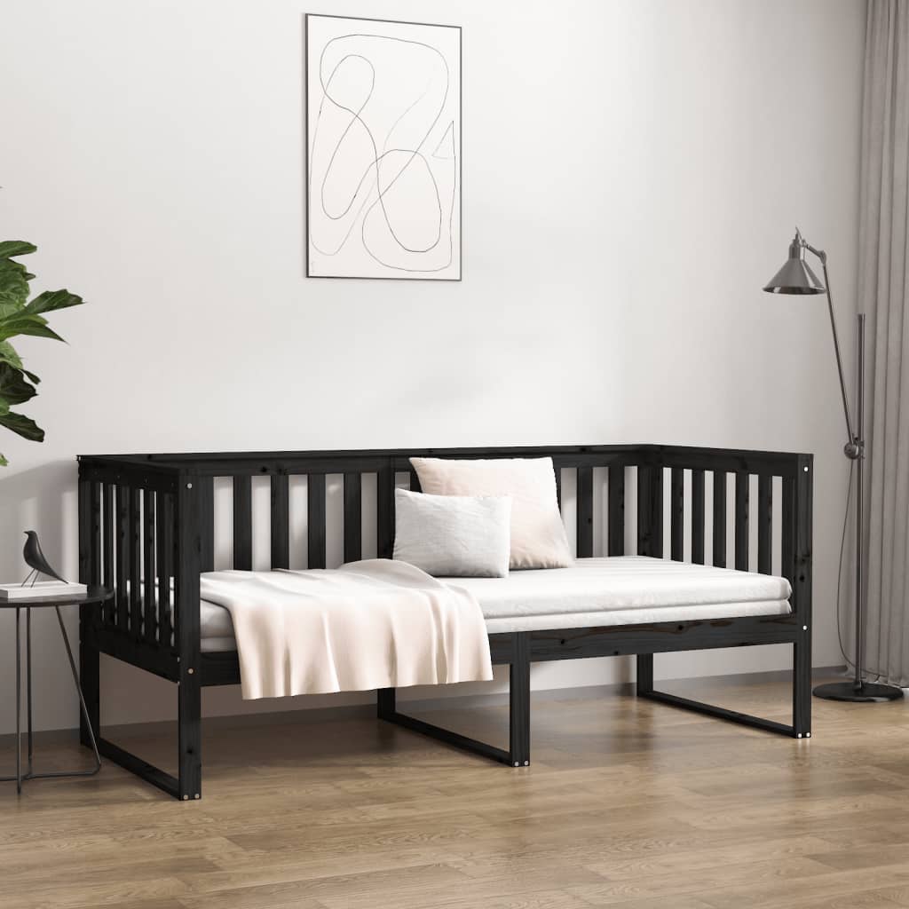 Daybed Black 100x200 cm Solid Pine