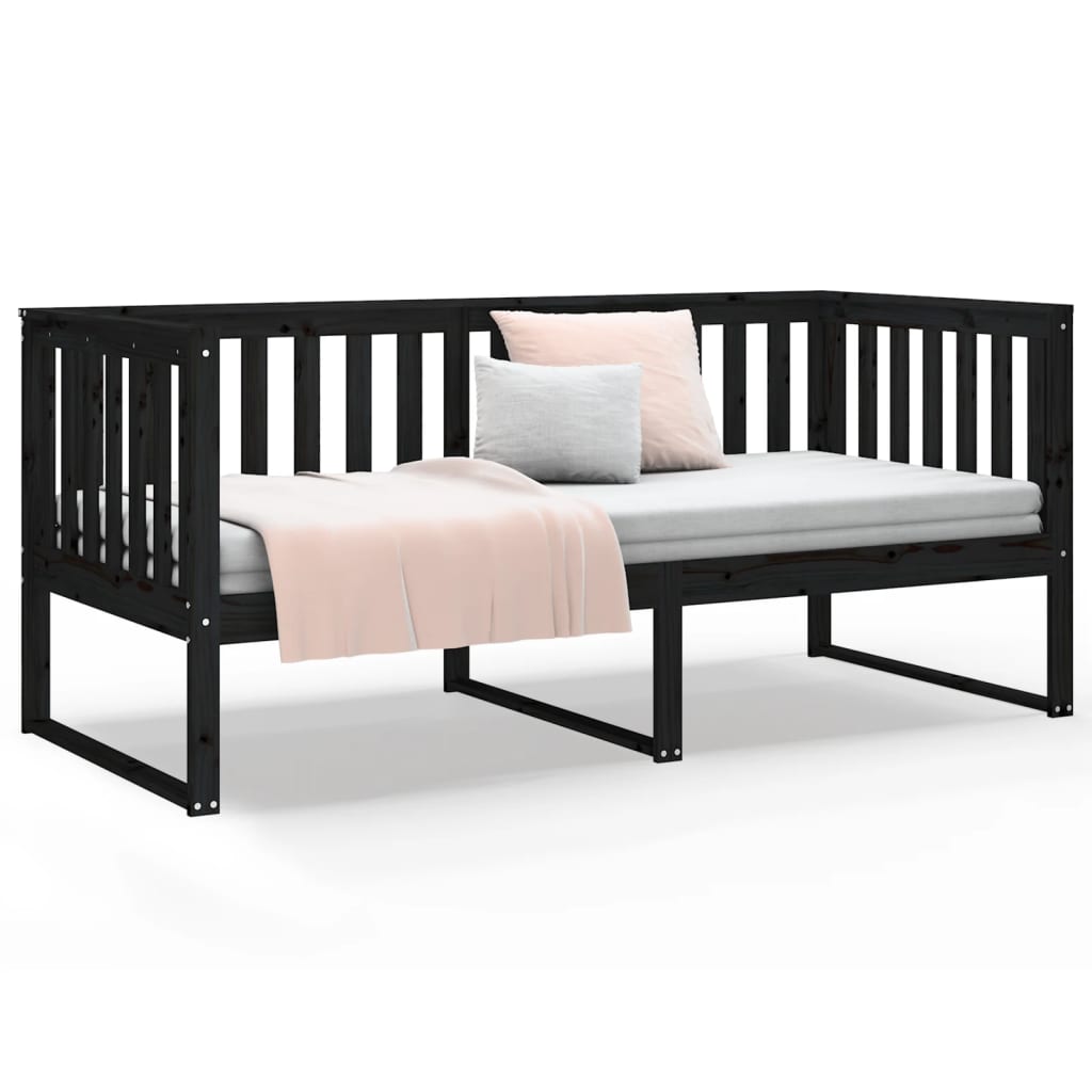 Daybed Black 100x200 cm Solid Pine