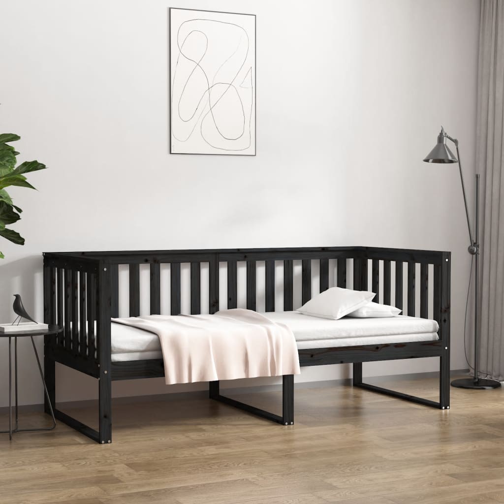 Daybed Black 100x200 cm Solid Pine