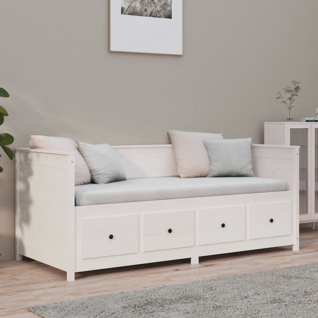 Daybed without mattress white 100x200 cm solid pine wood