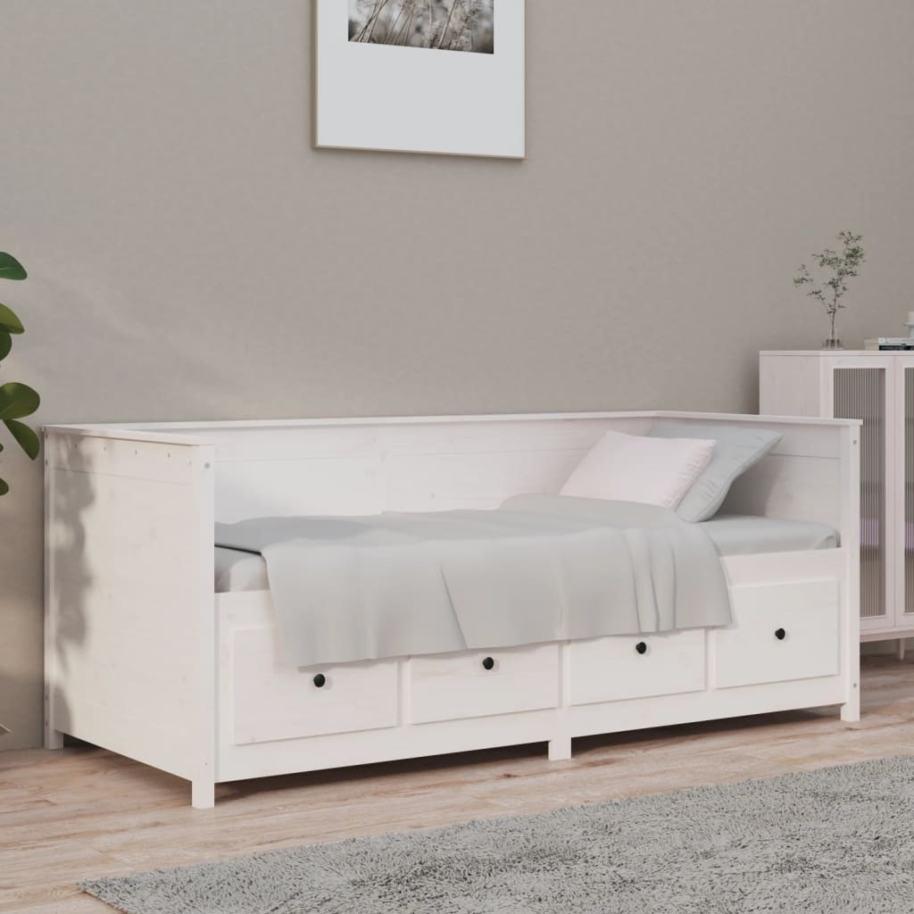 Daybed without mattress white 100x200 cm solid pine wood