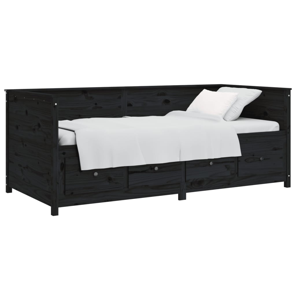 Daybed Black 100x200 cm Solid Pine