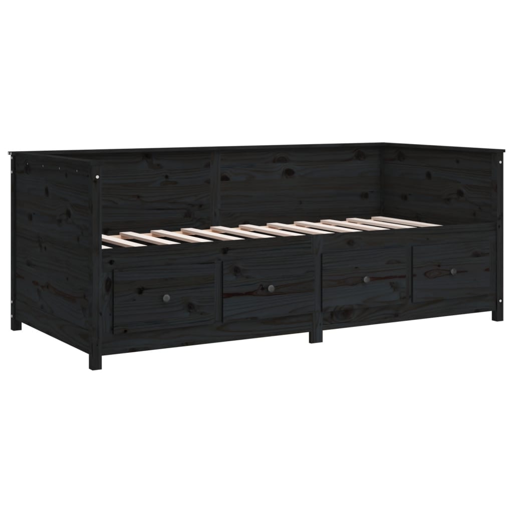 Daybed Black 100x200 cm Solid Pine