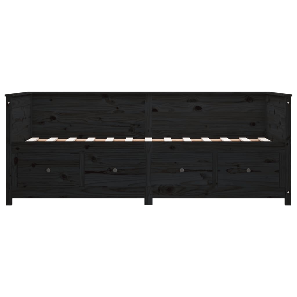 Daybed Black 100x200 cm Solid Pine