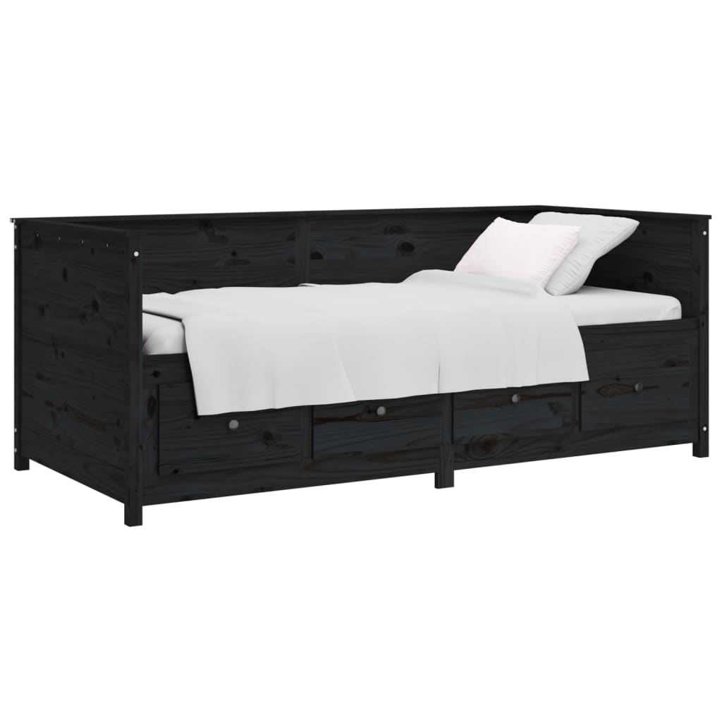 Daybed Black 90x200 cm Solid Pine