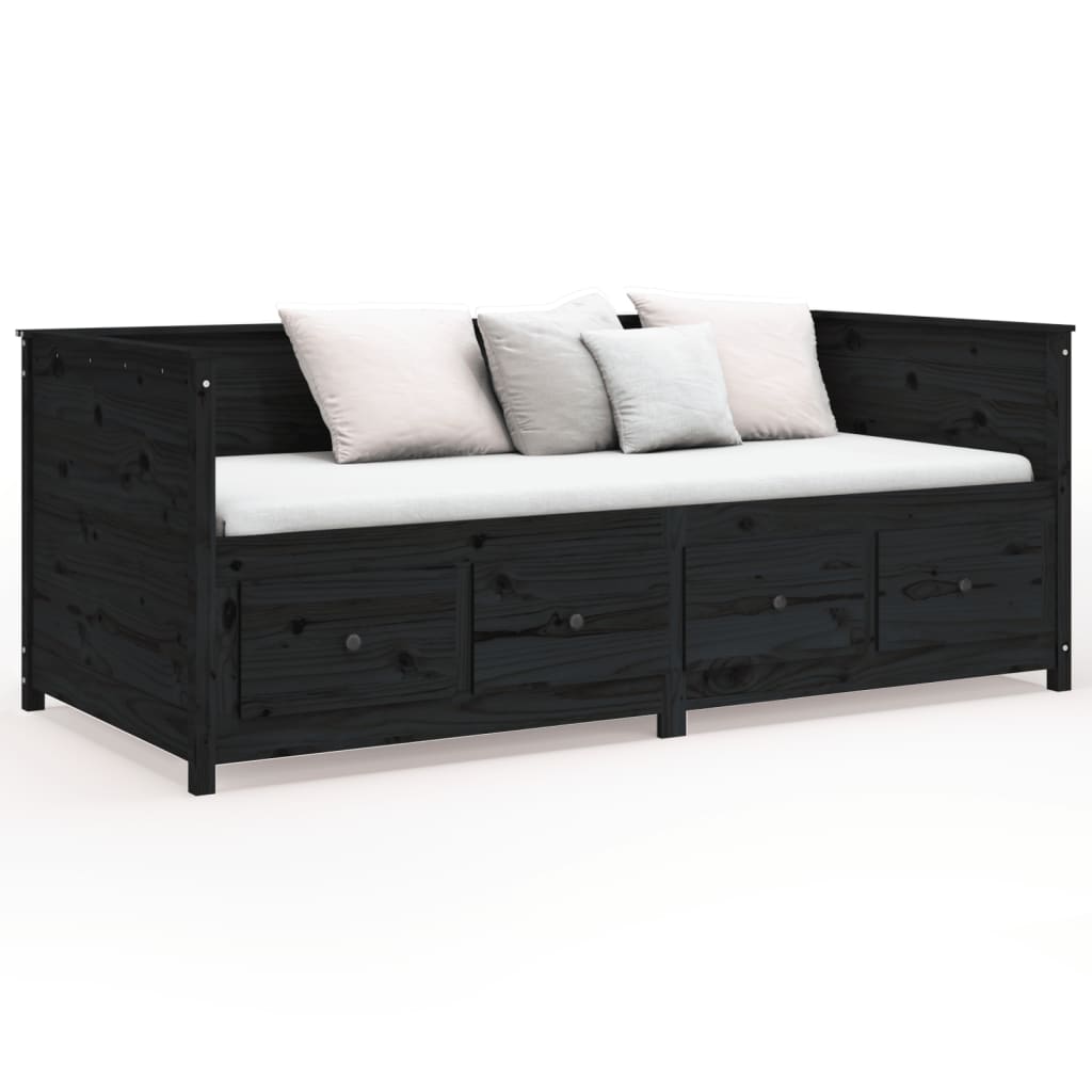 Daybed Black 90x200 cm Solid Pine