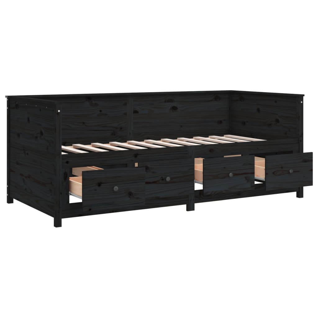 Daybed Black 90x200 cm Solid Pine