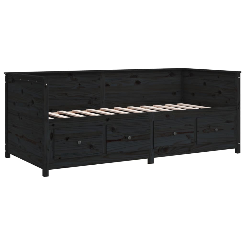 Daybed Black 90x200 cm Solid Pine