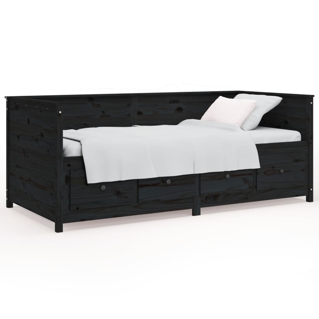 Daybed Black 80x200 cm Solid Pine