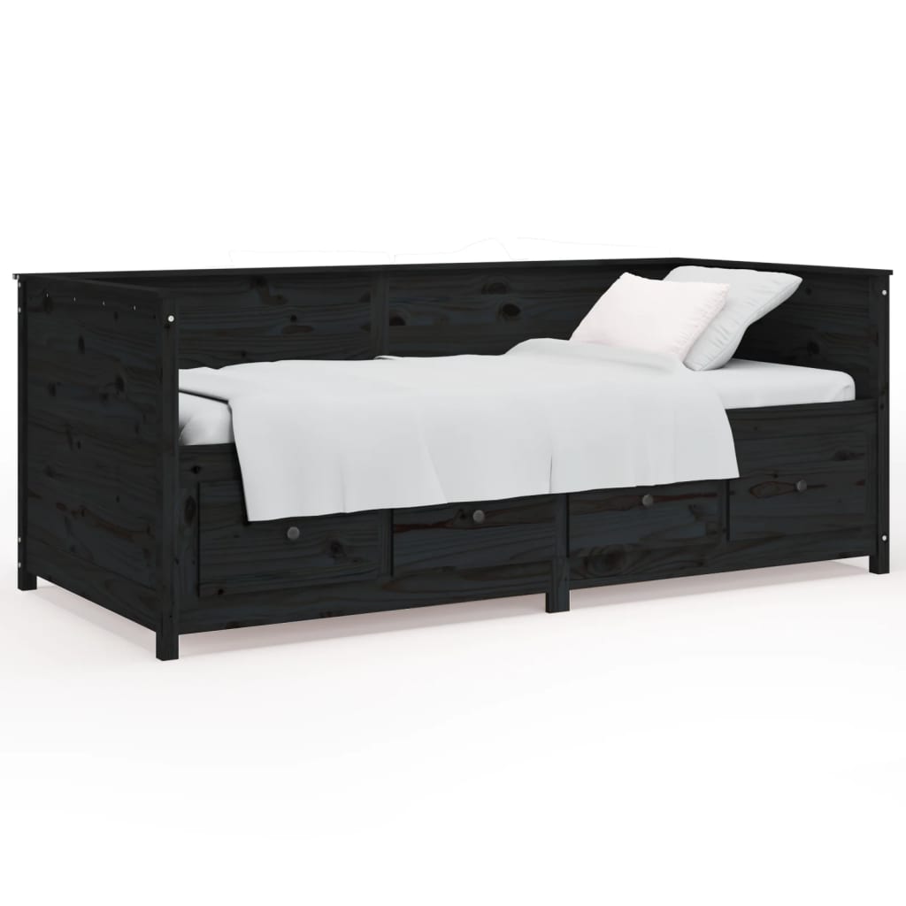 Daybed Black 90x190 cm Solid Pine