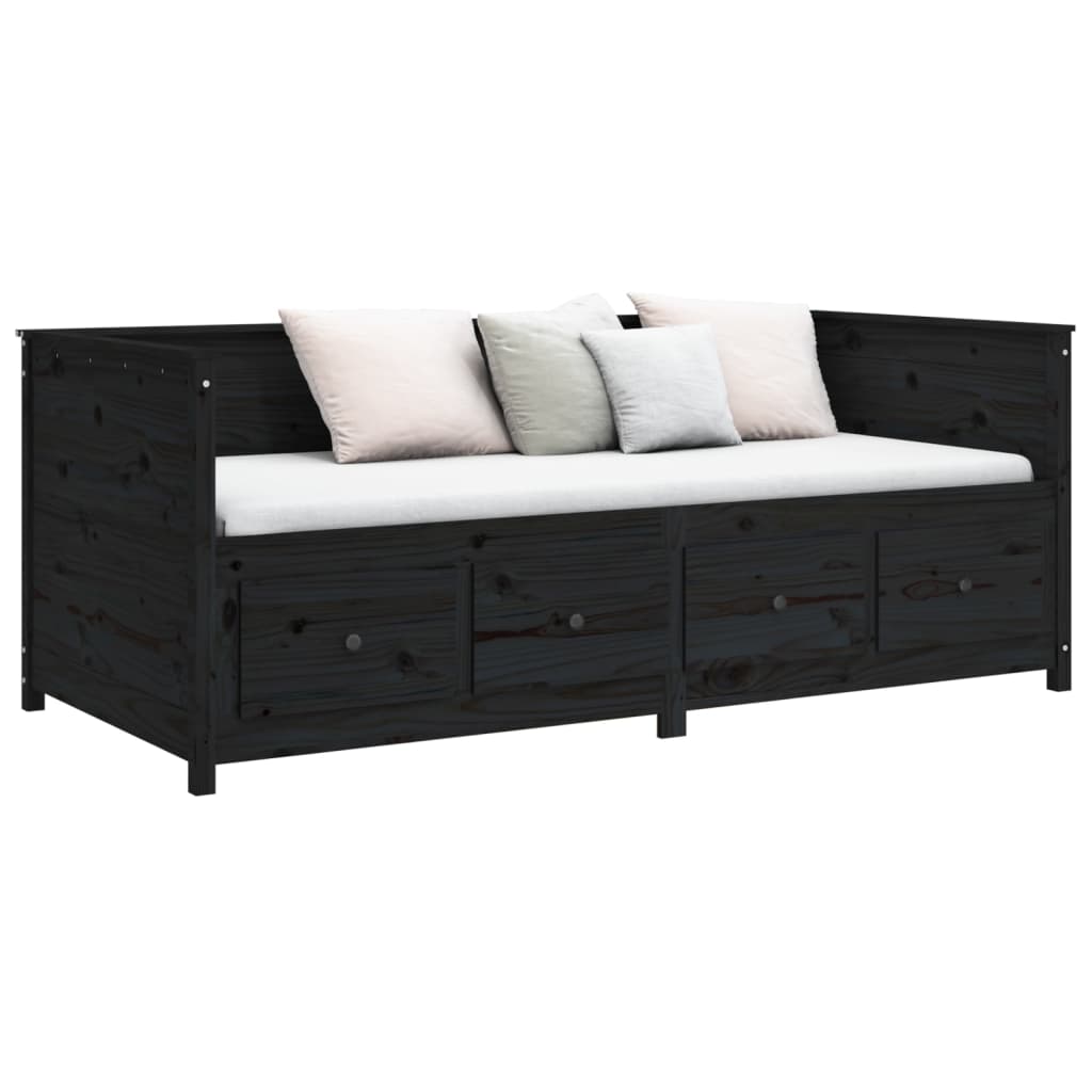 Daybed Black 90x190 cm Solid Pine