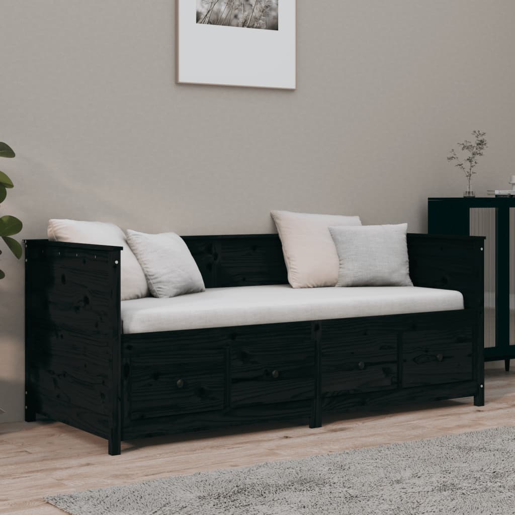 Daybed Black 75x190 cm Solid Pine