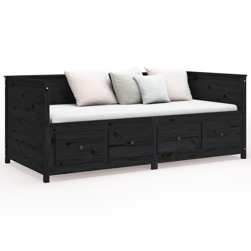 Daybed Black 75x190 cm Solid Pine