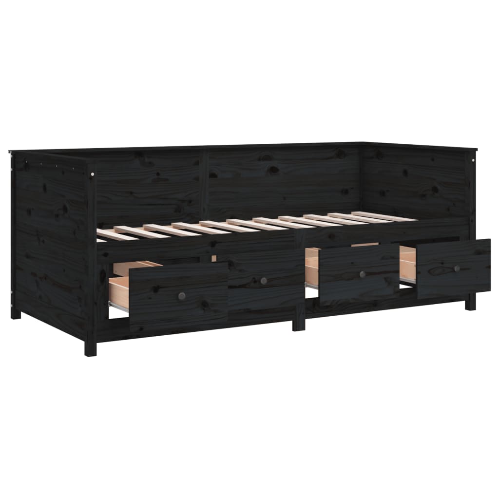 Daybed Black 75x190 cm Solid Pine