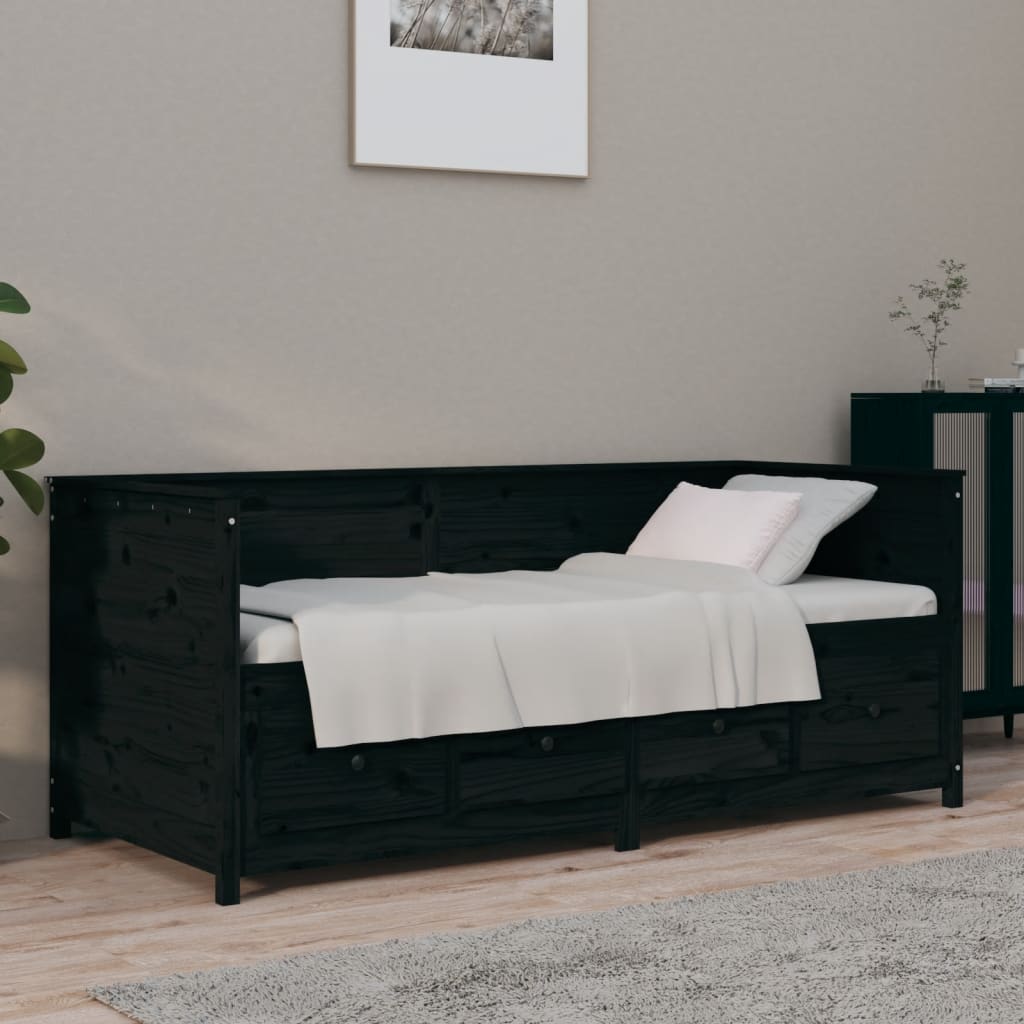 Daybed Black 75x190 cm Solid Pine