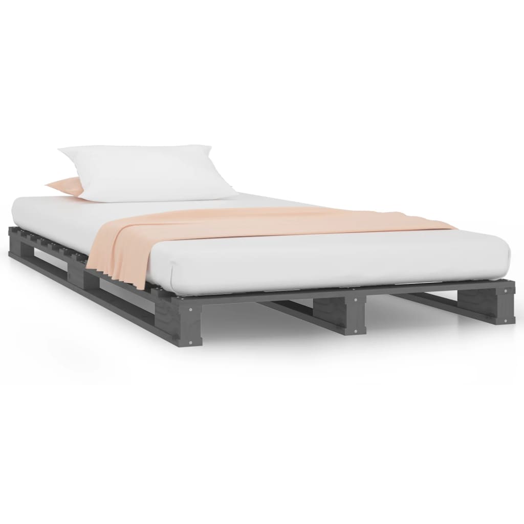 Pallet Bed Grey 100x200 cm Solid Pine Wood