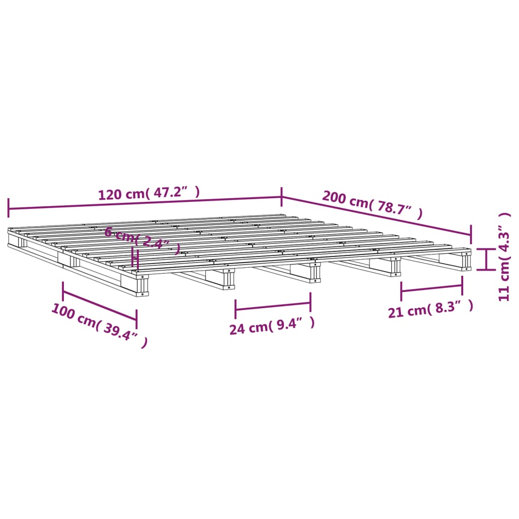 pallet bed 120x200 cm solid pine wood