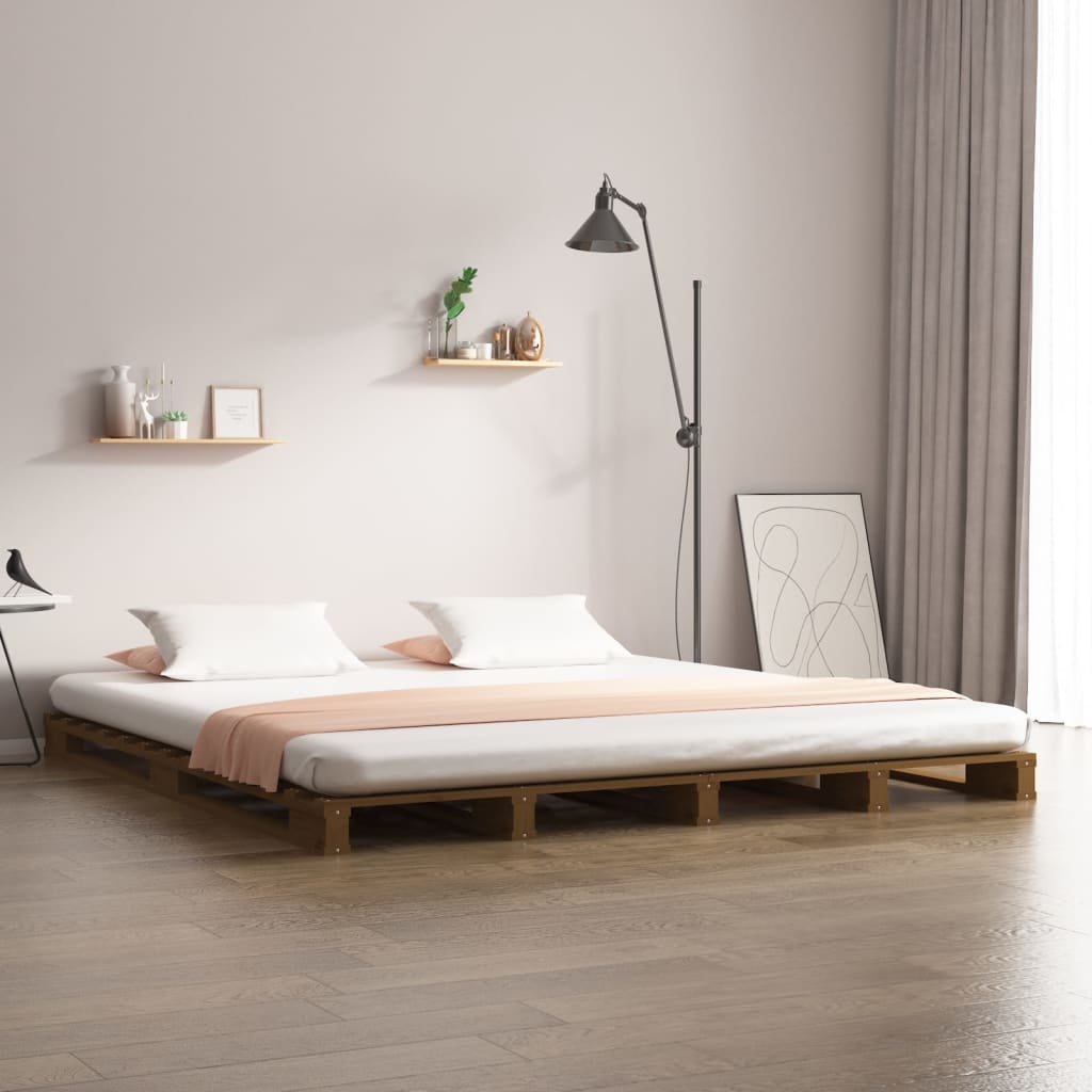 Pallet bed honey brown 120x200 cm solid pine wood