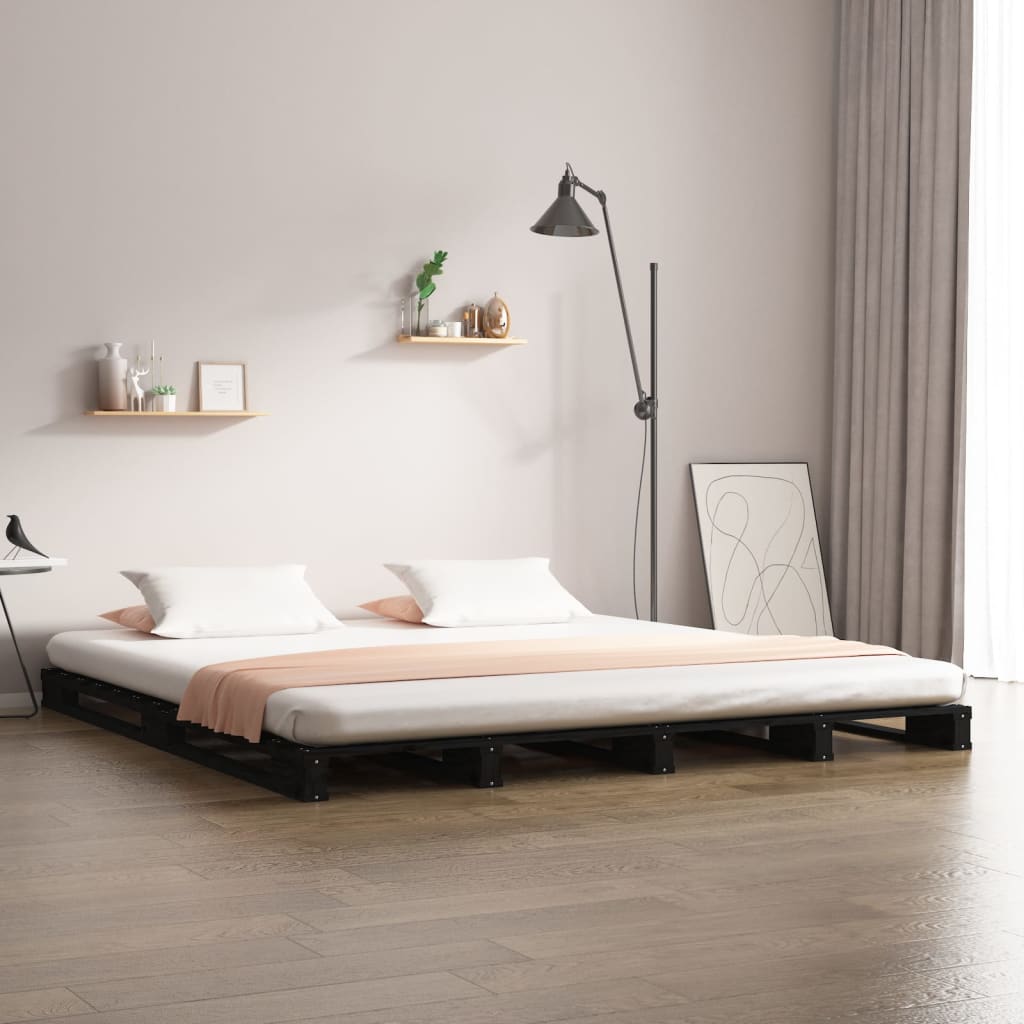 Pallet Bed Black 120x200 cm Solid Pine