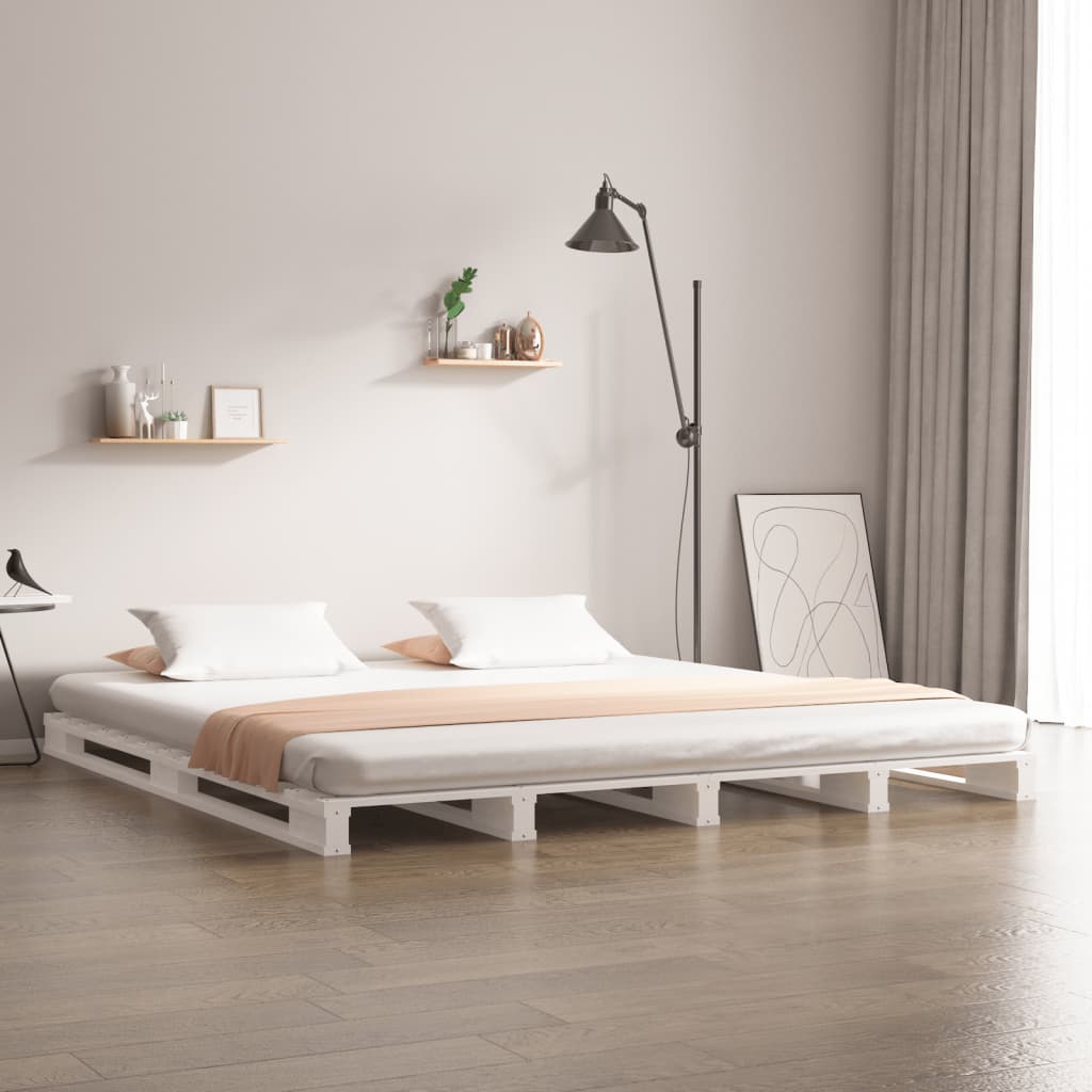 Pallet Bed White 150x200 cm Solid Wood