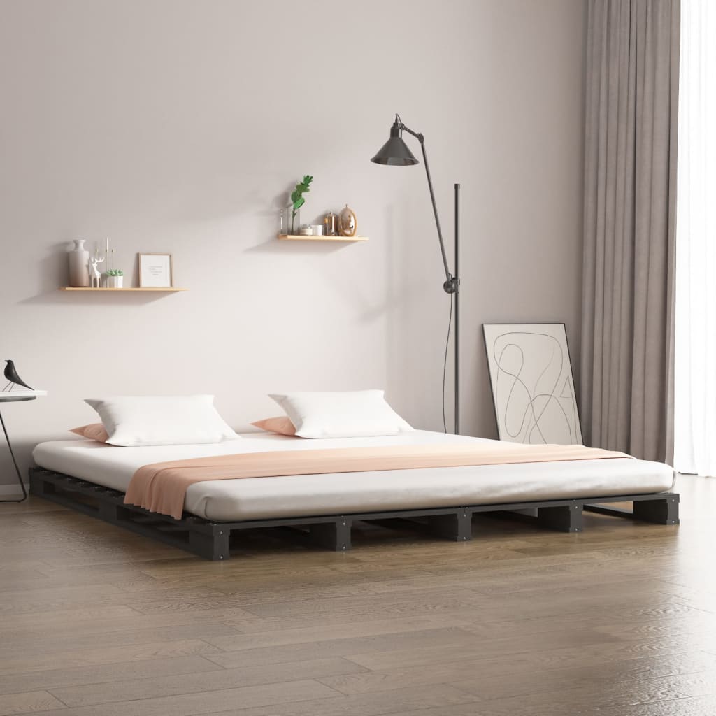 Pallet Bed Grey 150x200 cm Solid Wood