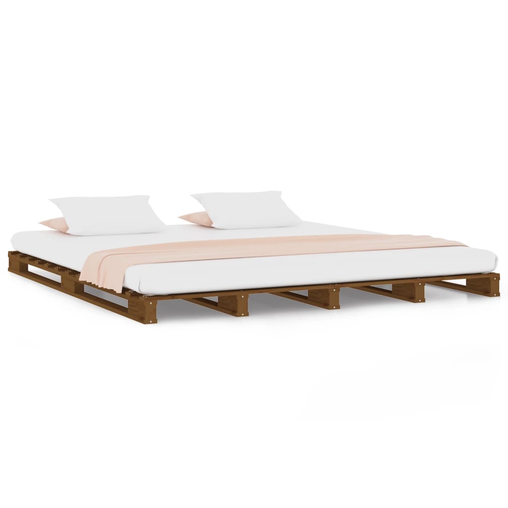 pallet bed honey brown 150x200 cm solid wood