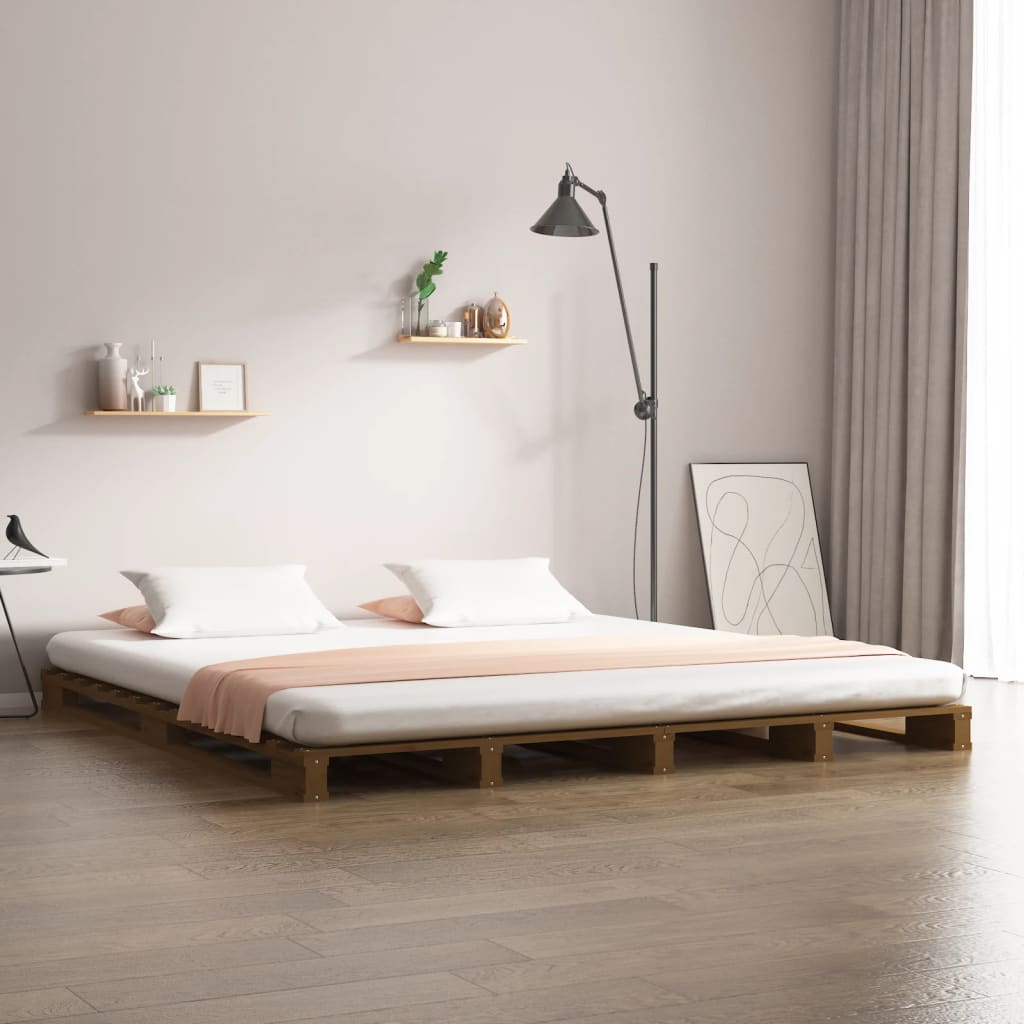 pallet bed honey brown 150x200 cm solid wood