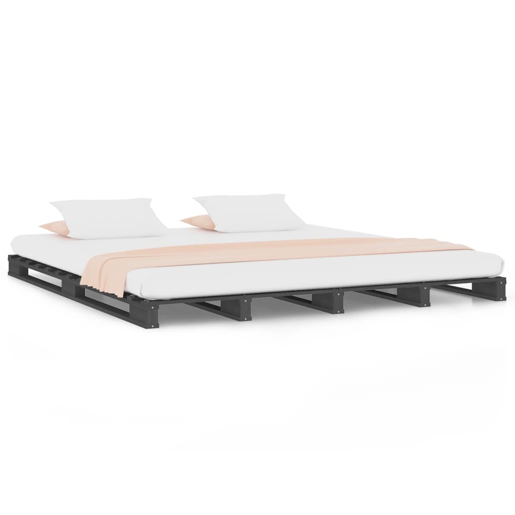 Pallet Bed Grey 200x200 cm Solid Pine Wood