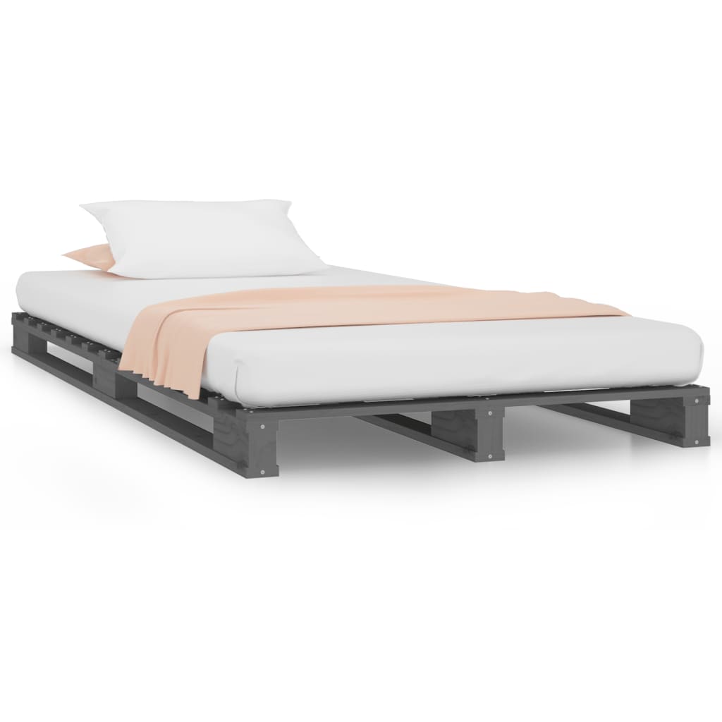 Pallet Bed Grey 75x190 cm Solid Pine Wood