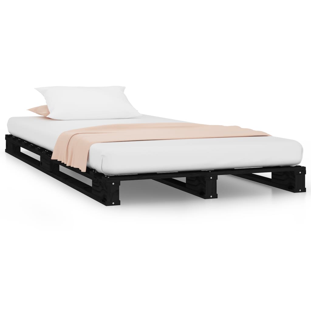 Pallet Bed Black 75x190 cm Solid Pine