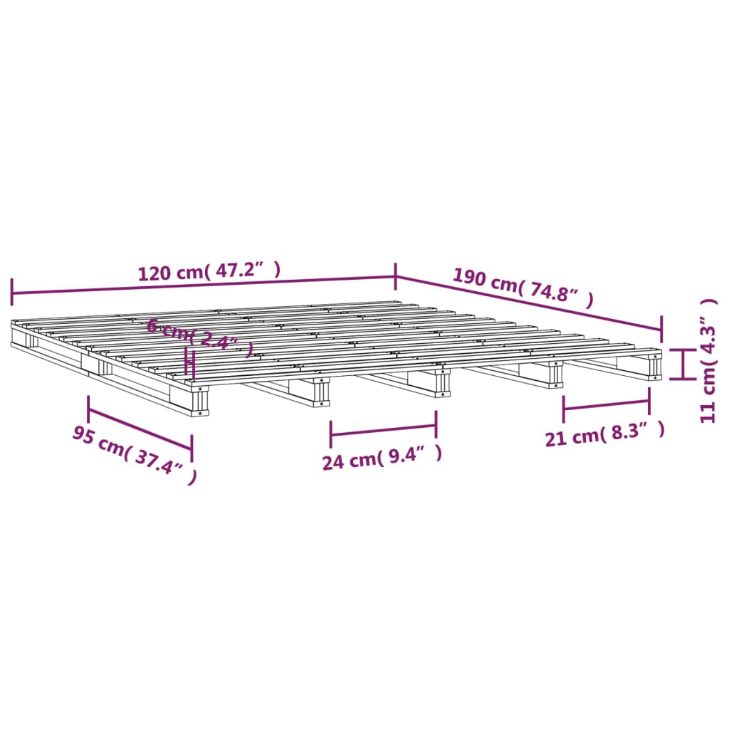 Pallet Bed Black 120x190 cm Solid Pine