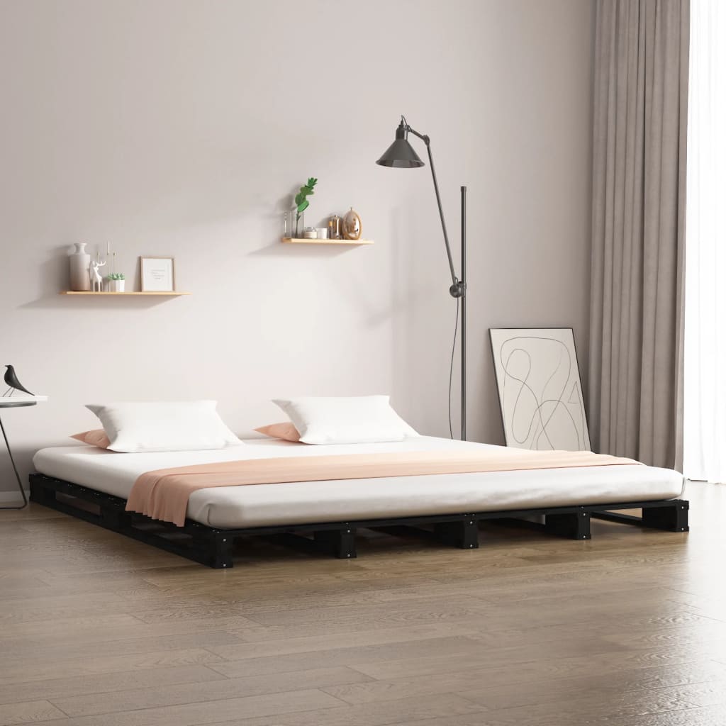 Pallet Bed Black 135x190 cm Solid Pine