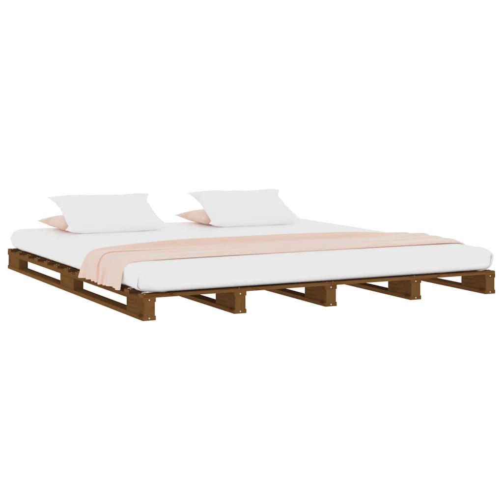 Pallet bed honey brown 140x190 cm solid pine wood