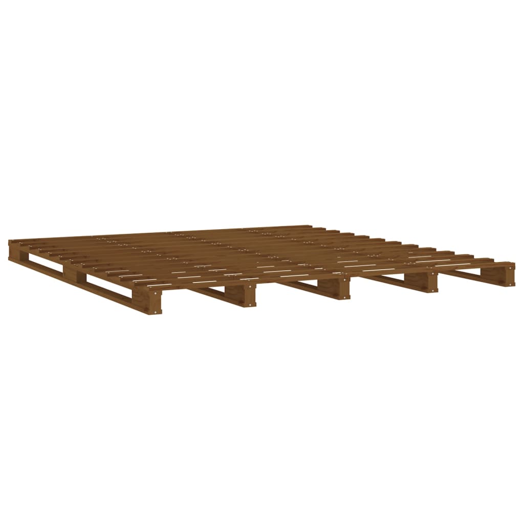 Pallet bed honey brown 140x190 cm solid pine wood