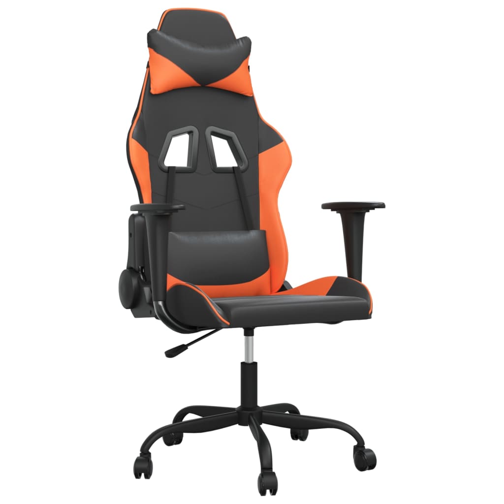 Gaming-Stuhl mit Massagefunktion Schwarz und Orange Kunstleder