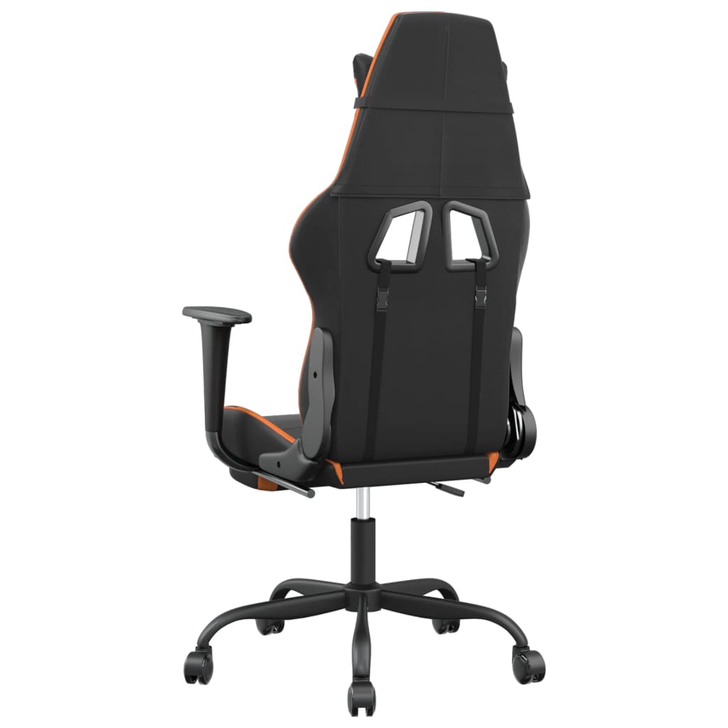 Gaming-Stuhl mit Massage & Fußstütze Schwarz Orange Kunstleder