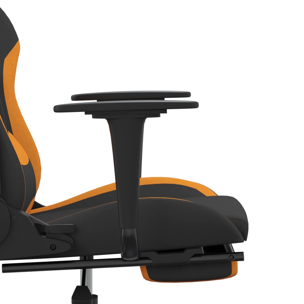 Gaming-Stuhl mit Massage & Fußstütze Schwarz und Orange Stoff