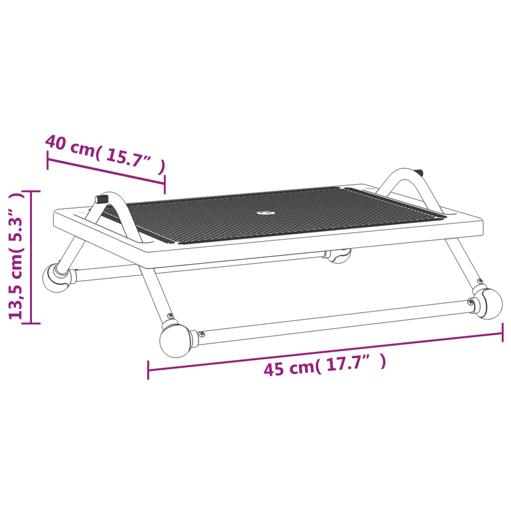 Footrest Black 45x40x13.5 cm