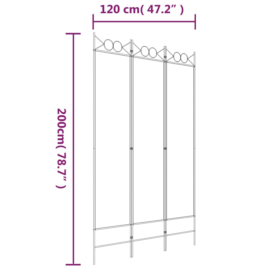 3-tlg. Paravent Braun 120x200 cm Stoff