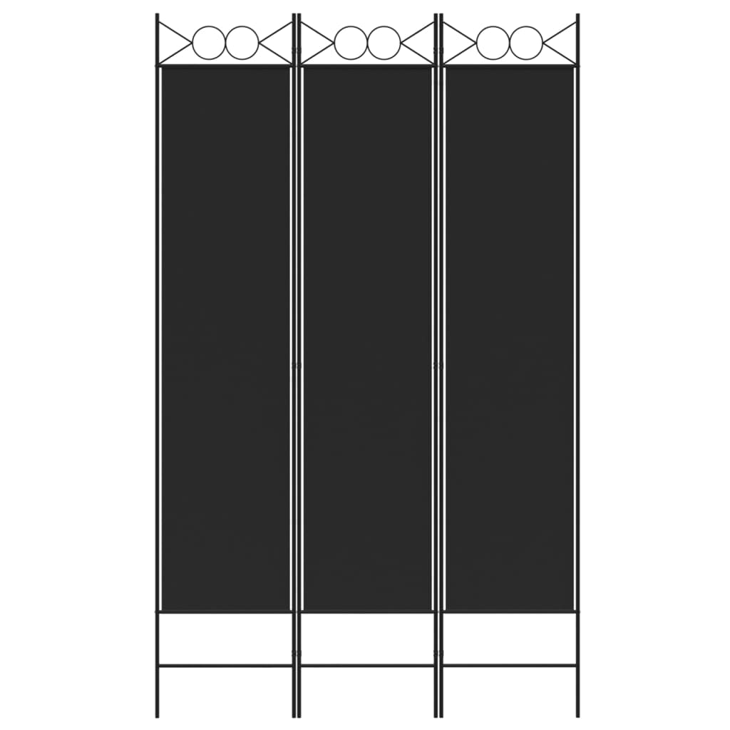 3-tlg. Paravent Schwarz 120x200 cm Stoff