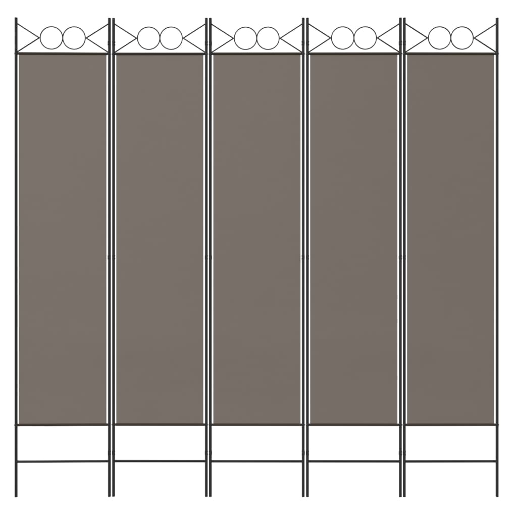 5-tlg. Paravent Anthrazit 200x200 cm Stoff