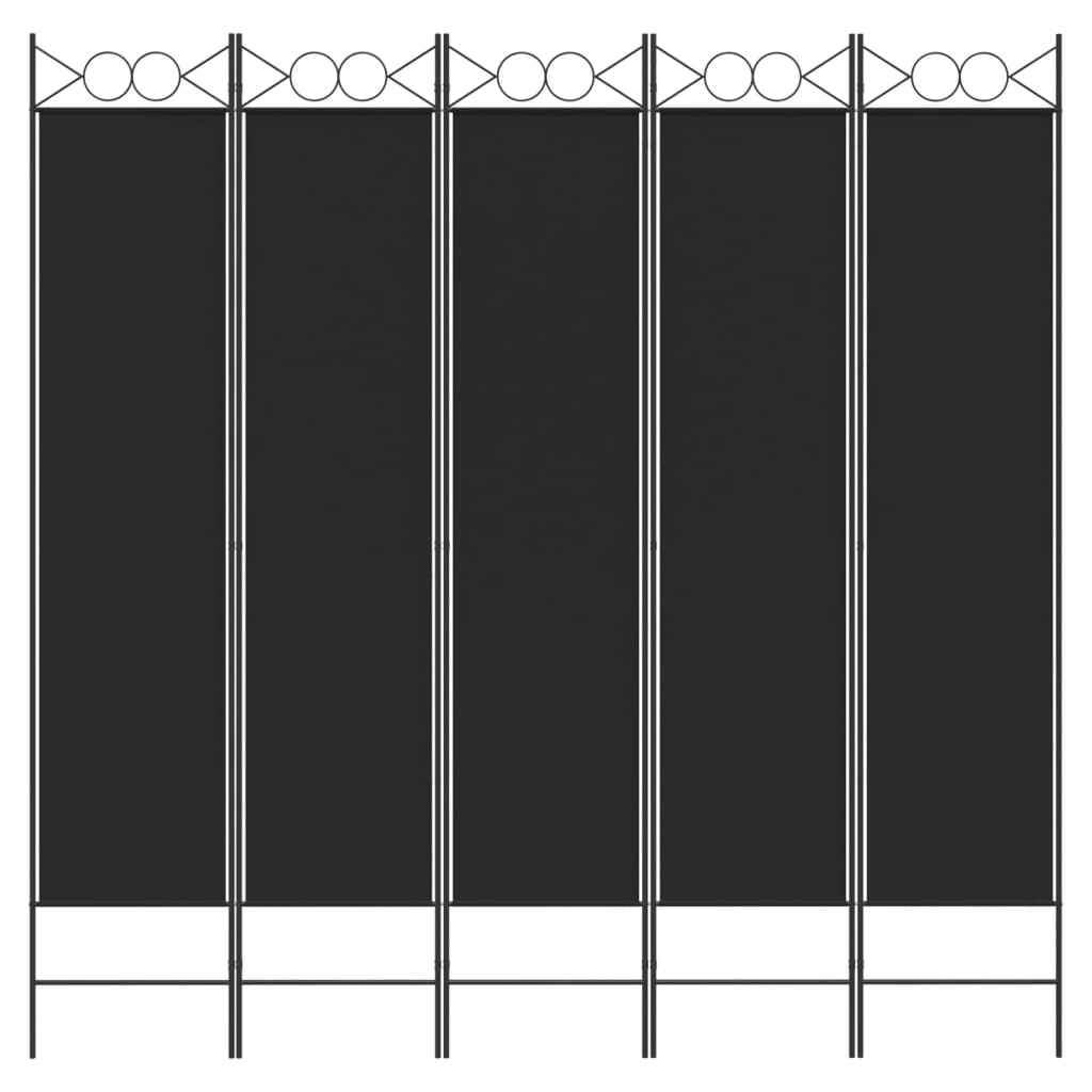 5-tlg. Paravent Schwarz 200x200 cm Stoff