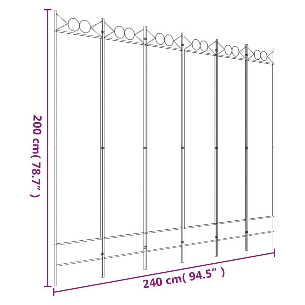 6-tlg. Paravent Braun 200x200 cm Stoff