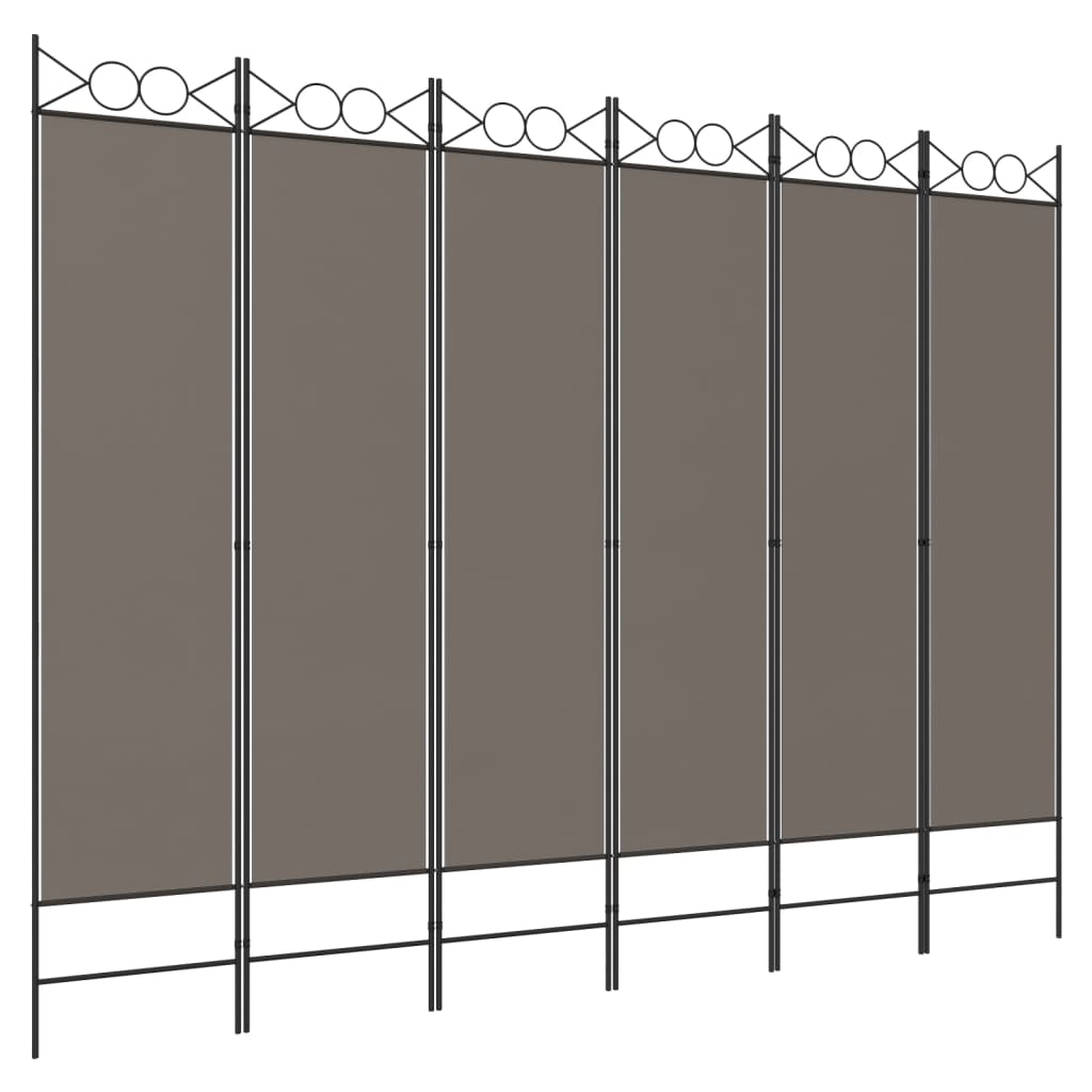 6-tlg. Paravent Anthrazit 240x200 cm Stoff