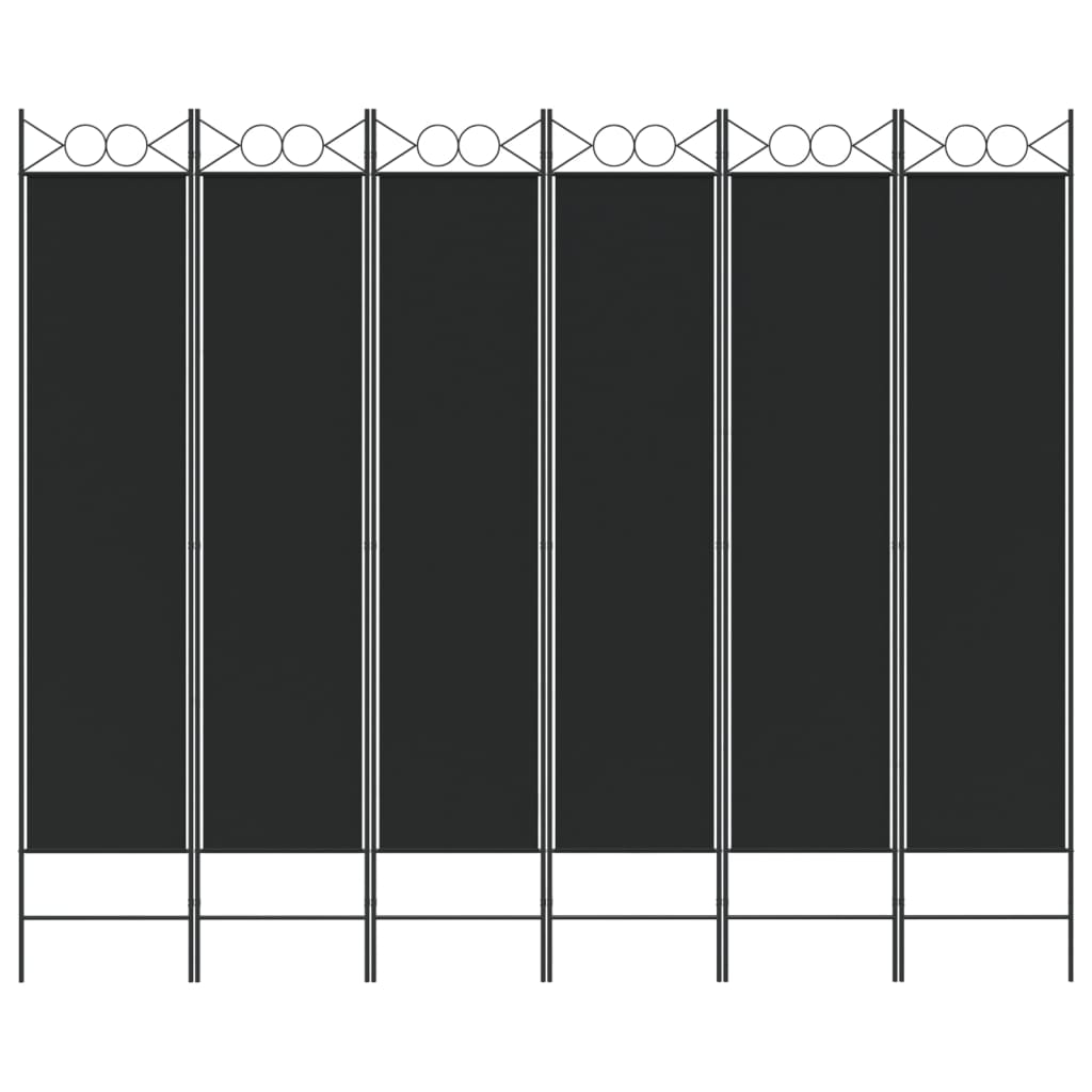 6-tlg. Paravent Schwarz 240x200 cm Stoff