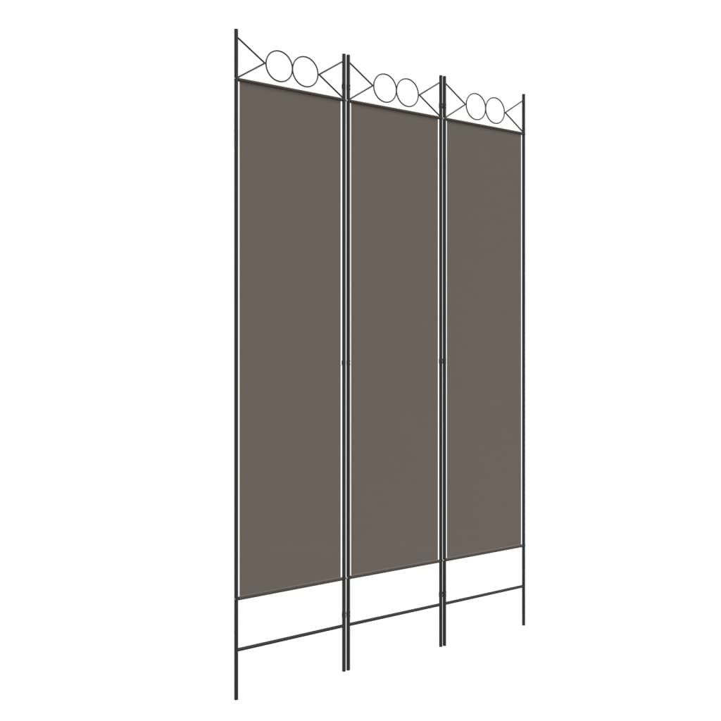 3-tlg. Paravent Anthrazit 120x220 cm Stoff