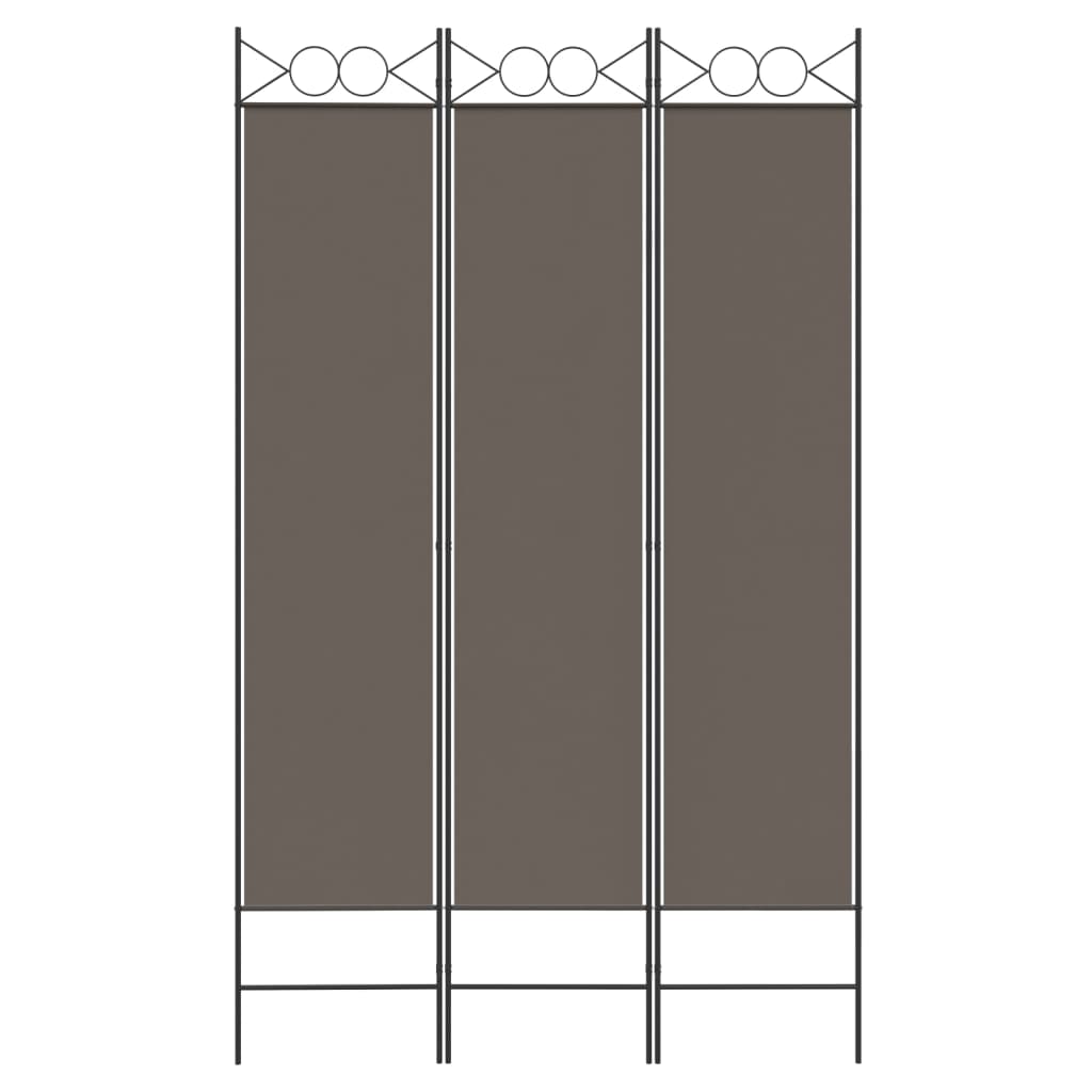 3-tlg. Paravent Anthrazit 120x220 cm Stoff