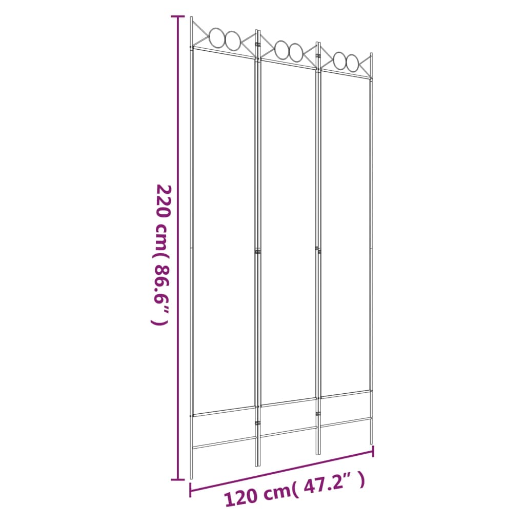 3-tlg. Paravent Anthrazit 120x220 cm Stoff