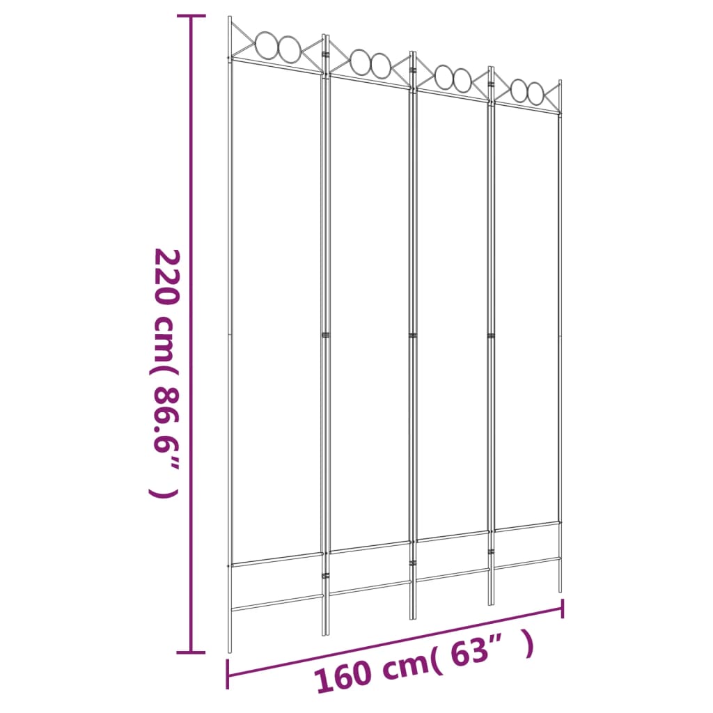 4-tlg. Paravent Braun 160x220 cm Stoff